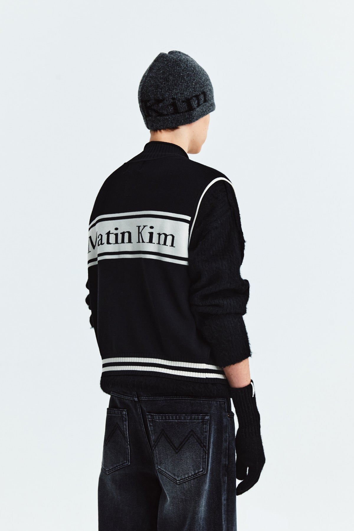Matin Kim - Spell Point Stripe Knit Vest (Black) product image 18 | TRAB K-Fashion Australia