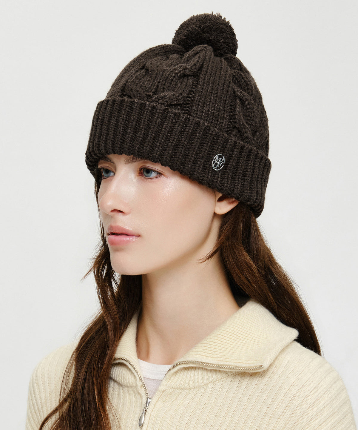 Marithe & Francois Girbaud - Cable Knit Beanie (Brown) product image 5 | TRAB K-Fashion Australia