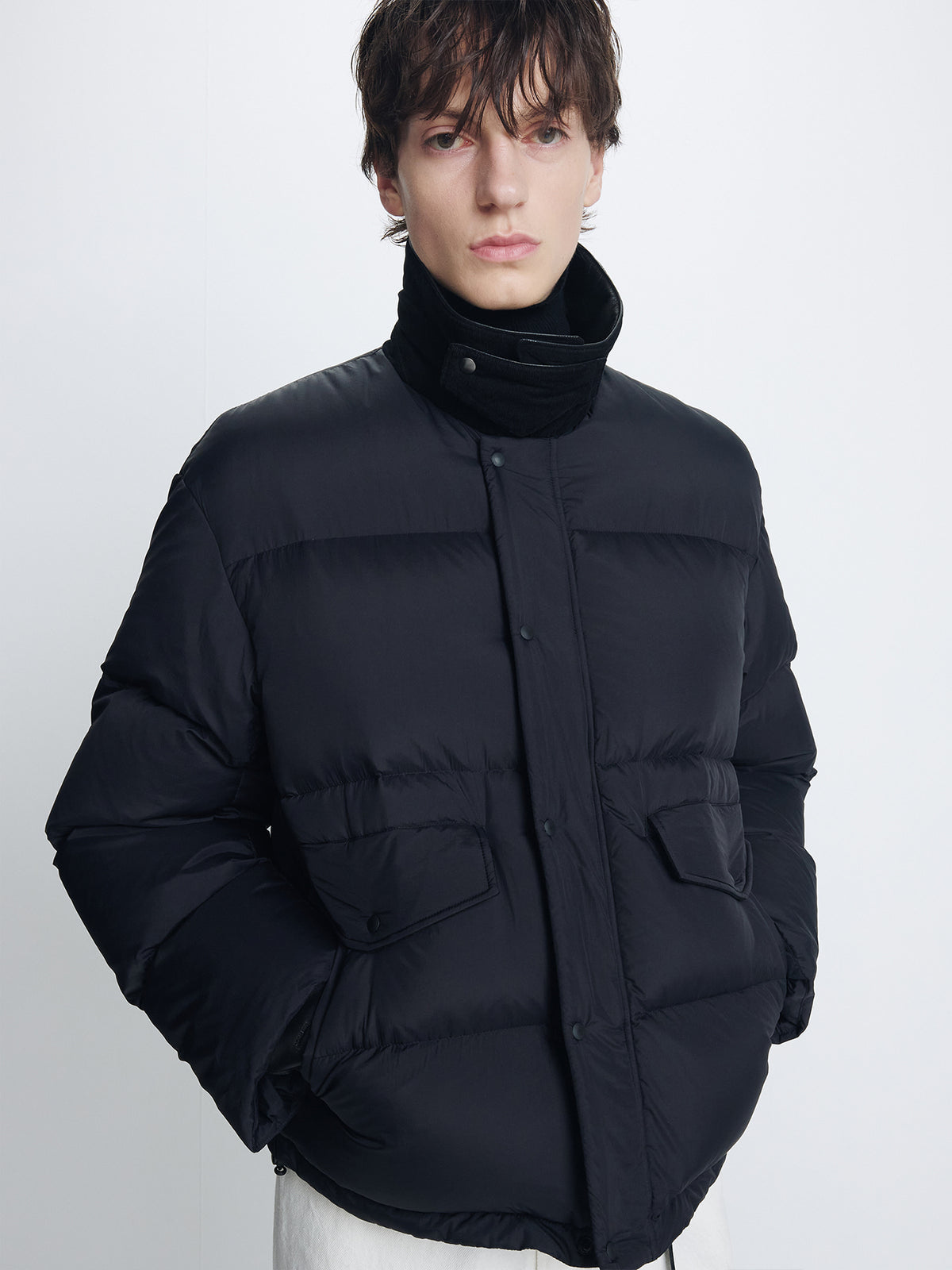 Tonywack - Leather Collar Down Puffer Blouson (Black) product image 3 | TRAB K-Fashion Australia