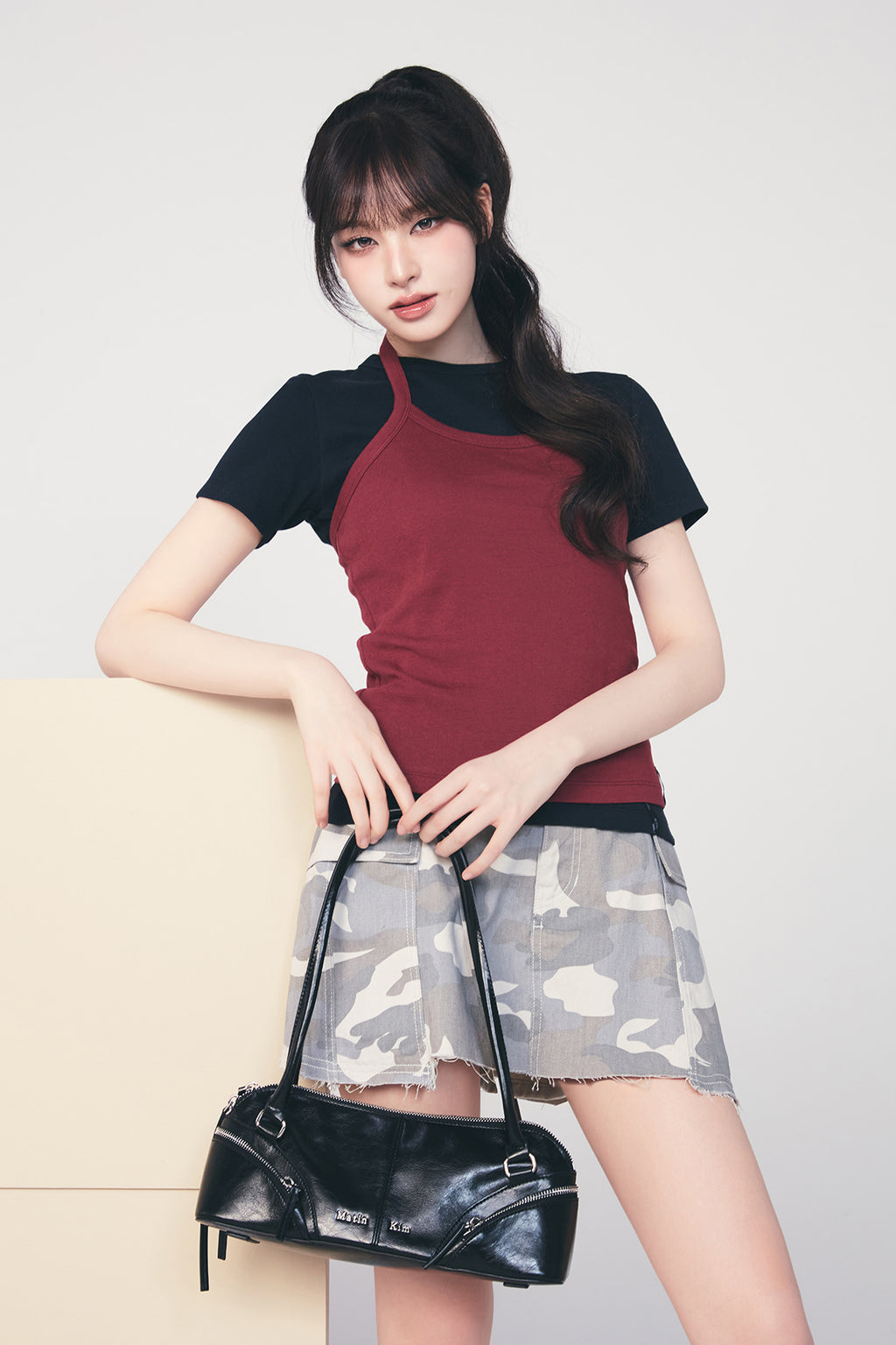 Matin Kim - Cargo Mini Denim Skort (Beige) product image 1 | TRAB K-Fashion Australia