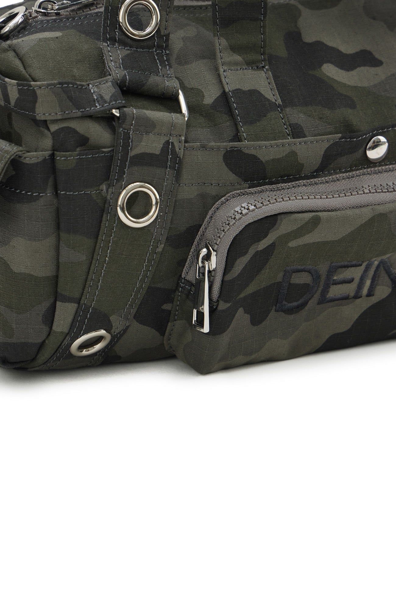 Deinet - Eyelet Camouflage Mini Duffle Bag (Charcoal) product image 8 | TRAB K-Fashion Australia