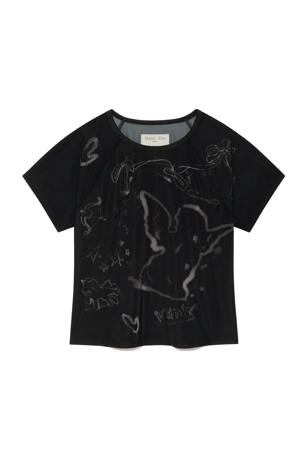 Matin Kim - See Through Printing Top (Black) product image 1 | TRAB K-Fashion Australia