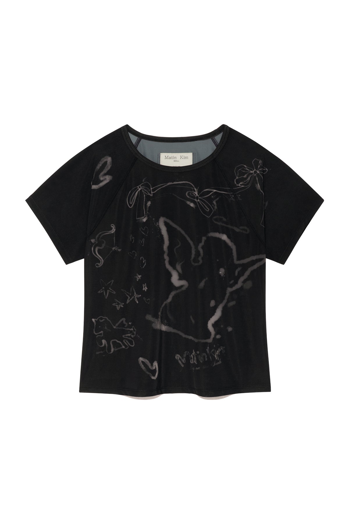 Matin Kim - See Through Printing Top (Black) product image 1 | TRAB K-Fashion Australia