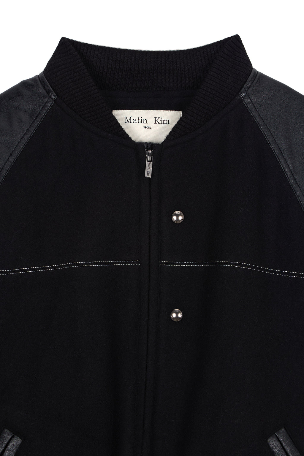 Matin Kim - Stunning Point Faux Leather Jumper (Black) product image 4 | TRAB K-Fashion Australia