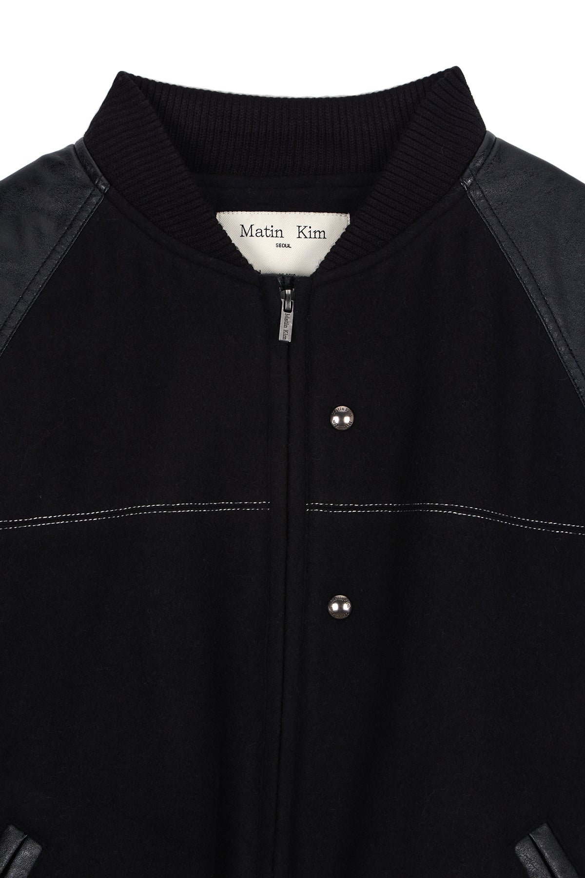 Matin Kim - Stunning Point Faux Leather Jumper (Black) product image 4 | TRAB K-Fashion Australia