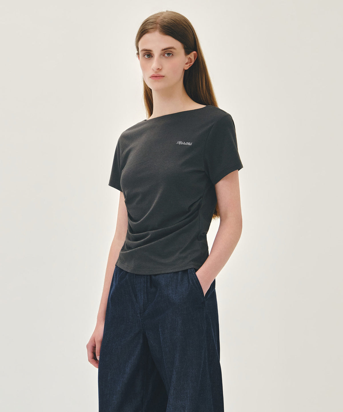 Marithe & Francois Girbaud - Waist Shirring Tee (Charcoal) product image 2 | TRAB K-Fashion Australia