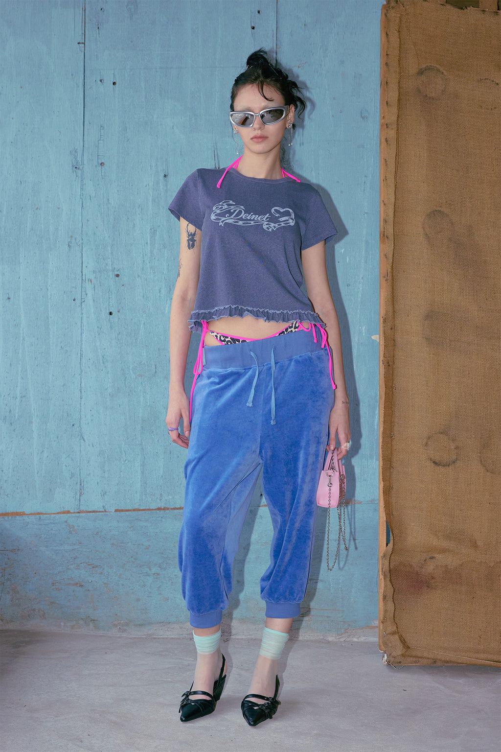 Deinet - Ruffle Washed T-Shirt (Navy) product image 1 | TRAB K-Fashion Australia