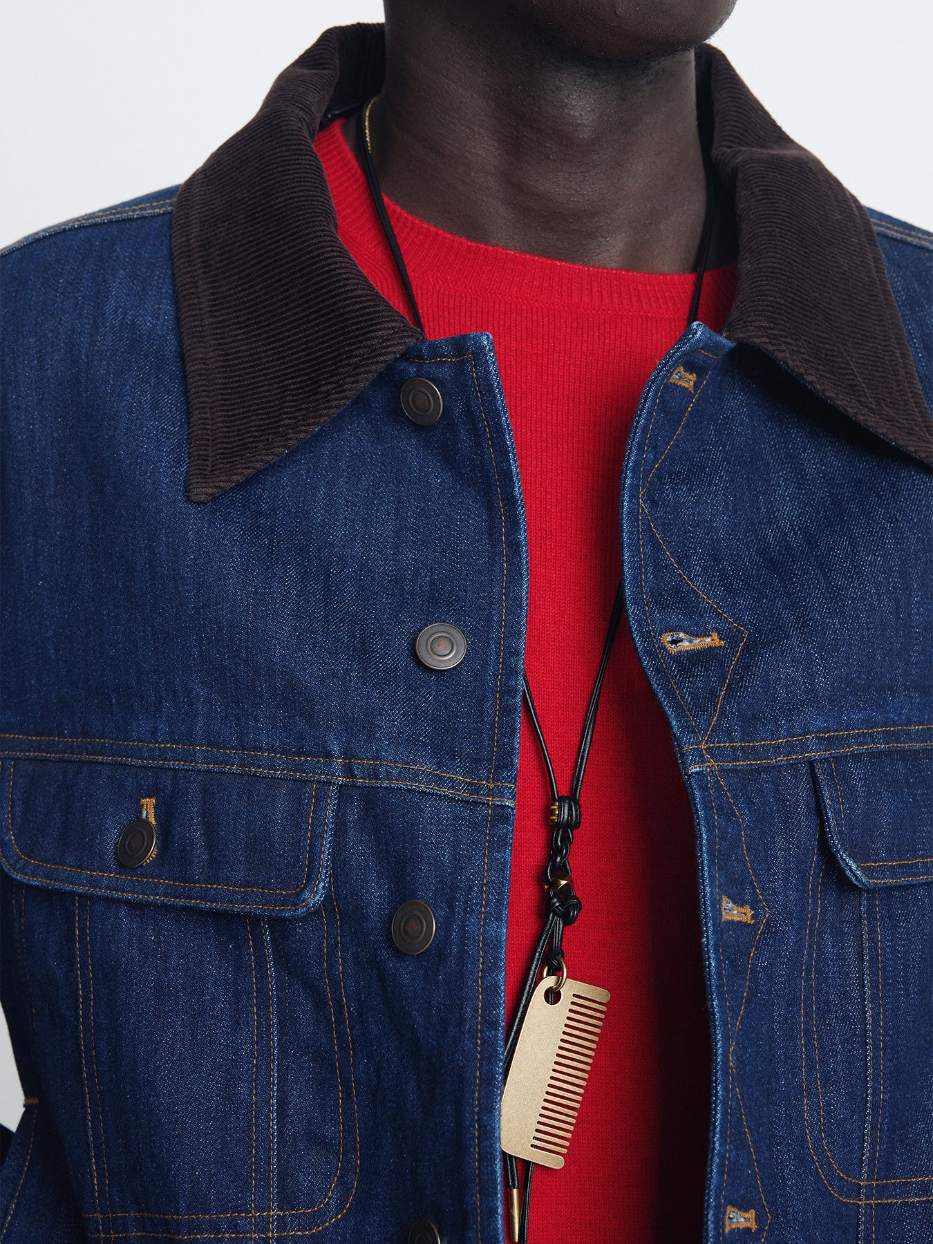 Tonywack - Cord-Collar Indigo Denim Trucker (Rinsed Indigo) product image 7 | TRAB K-Fashion Australia