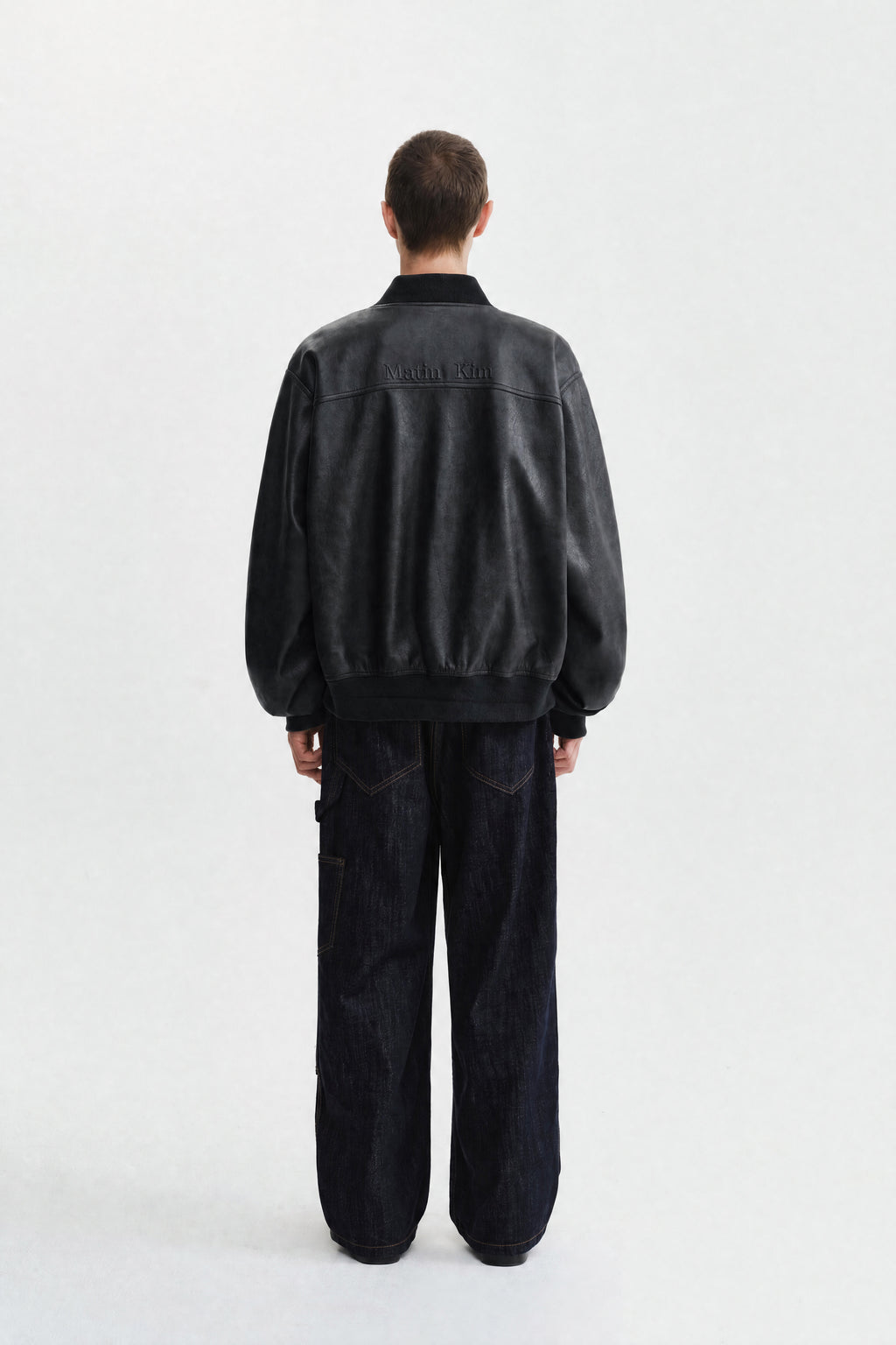 Matin Kim - Faux Leather Rib Collar Blouson (Black) product image 9 | TRAB K-Fashion Australia