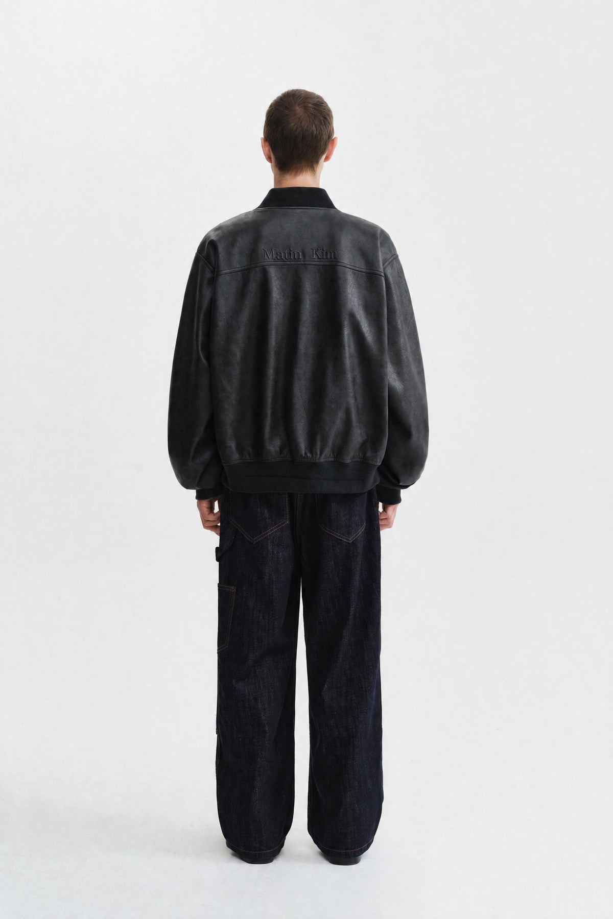 Matin Kim - Faux Leather Rib Collar Blouson (Black) product image 9 | TRAB K-Fashion Australia