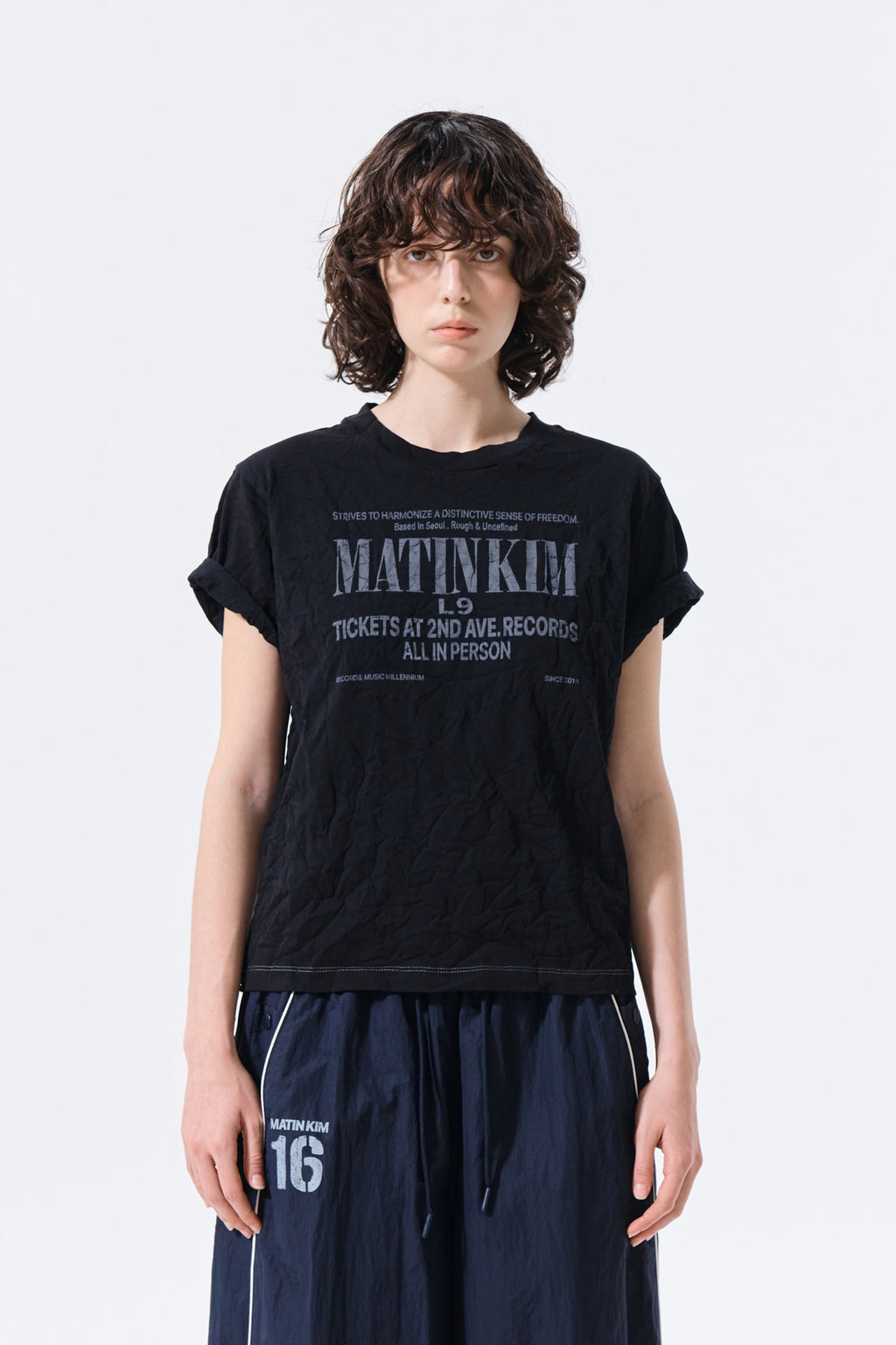 Matin Kim - Lettering Graffiti Crease Top (Black) product image 10 | TRAB K-Fashion Australia