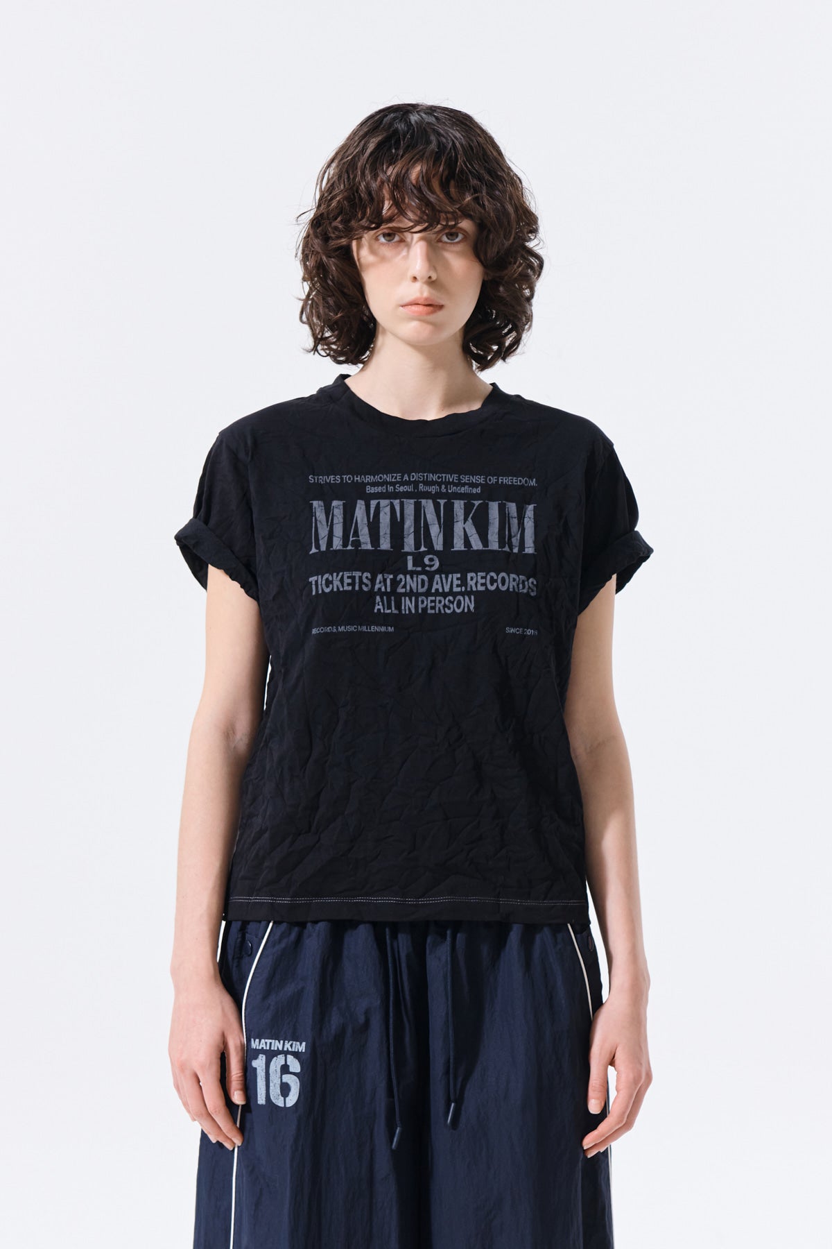 Matin Kim - Lettering Graffiti Crease Top (Black) product image 10 | TRAB K-Fashion Australia