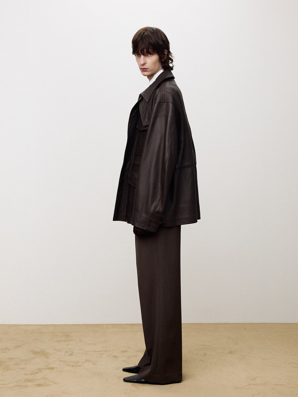 Tonywack - Lamb Leather Cargo Jacket (Dark Brown) product image 4 | TRAB K-Fashion Australia