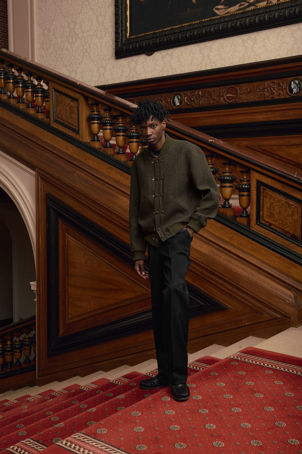 STU - Double Placket Varsity Jacket (Khaki) product image 4 | TRAB K-Fashion Australia
