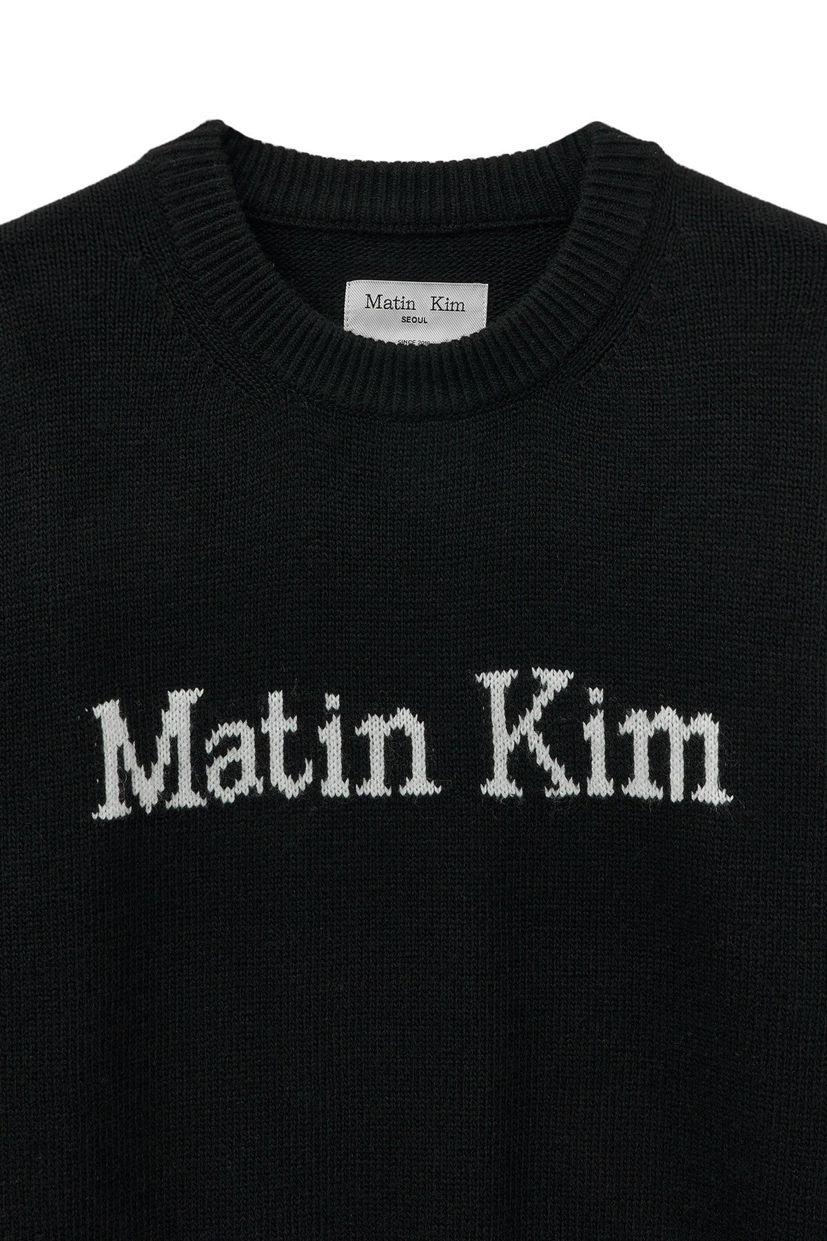 Matin Kim - Color Trim Line Logo Pullover (Black) product image 3 | TRAB K-Fashion Australia