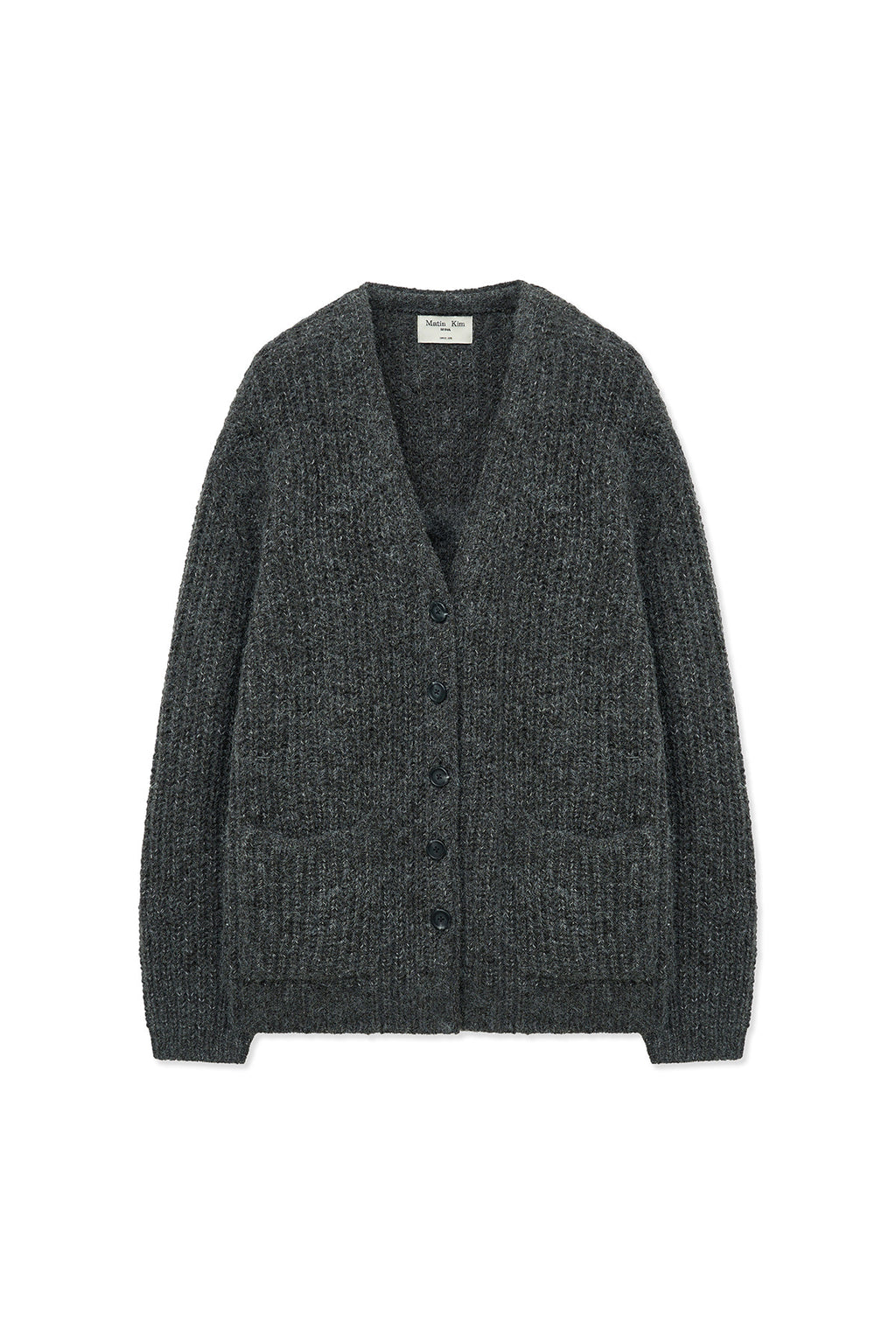 Matin Kim - Side Button Point Overfit Cardigan (Charcoal) product image 1 | TRAB K-Fashion Australia