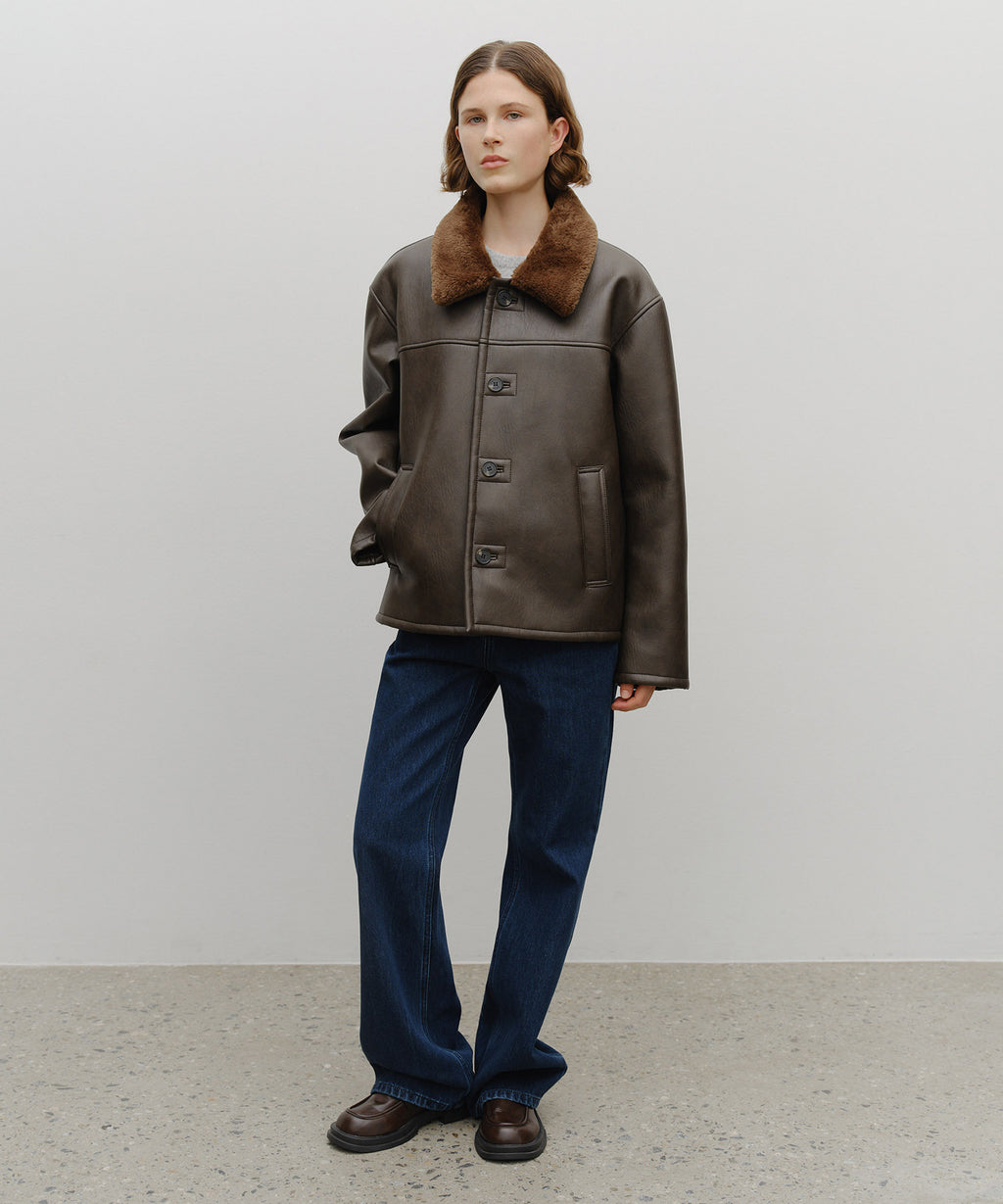 Marithe & Francois Girbaud - Faux Leather Over Fit Mustang Jacket (Brown) product image 4 | TRAB K-Fashion Australia