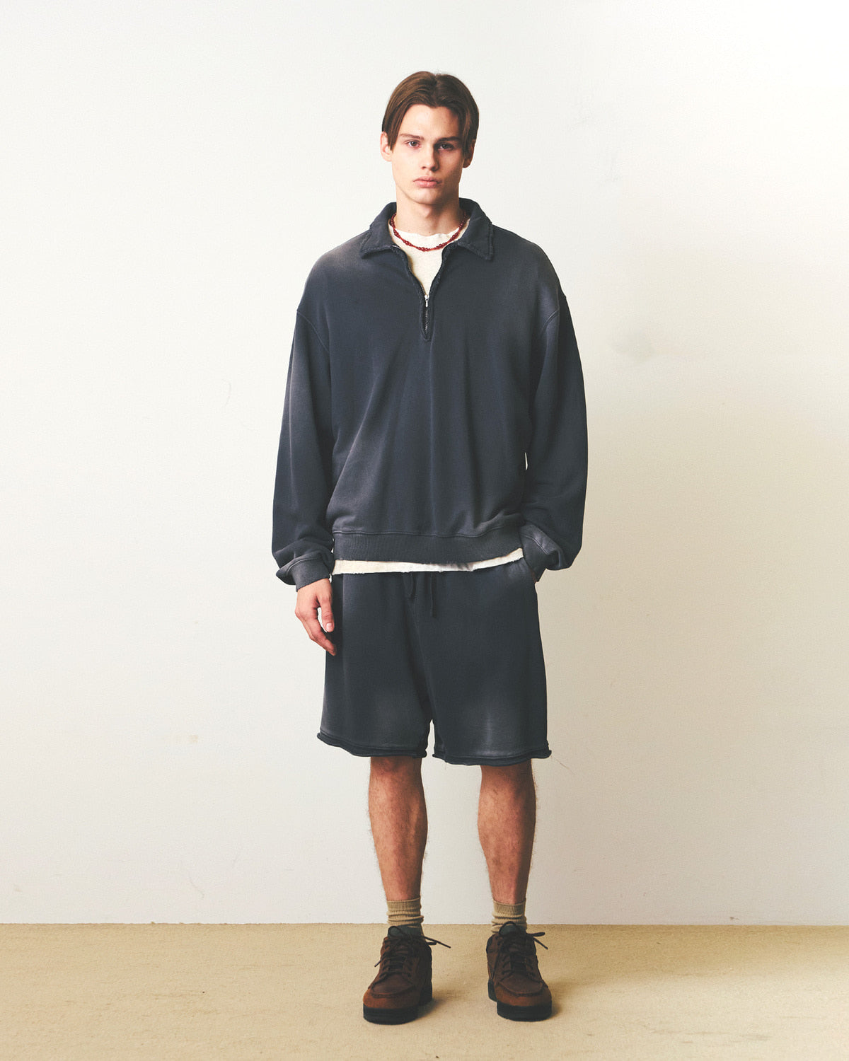 Eastlogue - Cut Out Collar Half Zip Up Sweat (D.navy) product image 1 | TRAB K-Fashion Australia