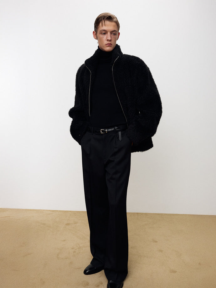 Tonywack - Wool Shaggy Fur Zippered Jacket (Black) product image 5 | TRAB K-Fashion Australia