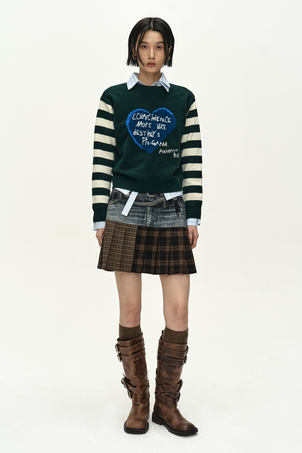 Andersson Bell - Double Belt Printed Mini Skirt (blue) (Blue) product image 1 | TRAB K-Fashion Australia