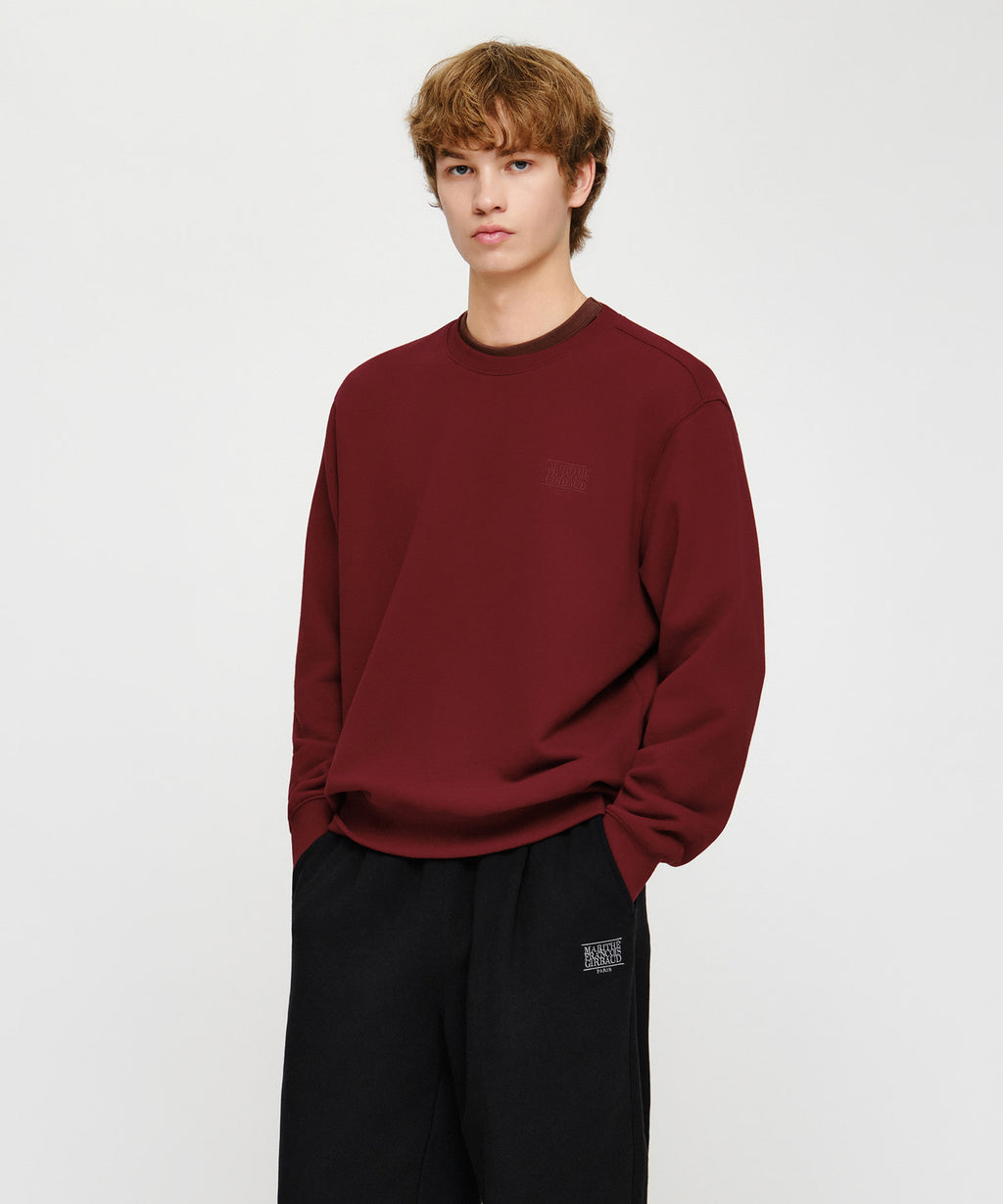 Marithe & Francois Girbaud - Small Classic Logo Oversized Sweatshirt (brushed) (Burgundy) product image 2 | TRAB K-Fashion Australia