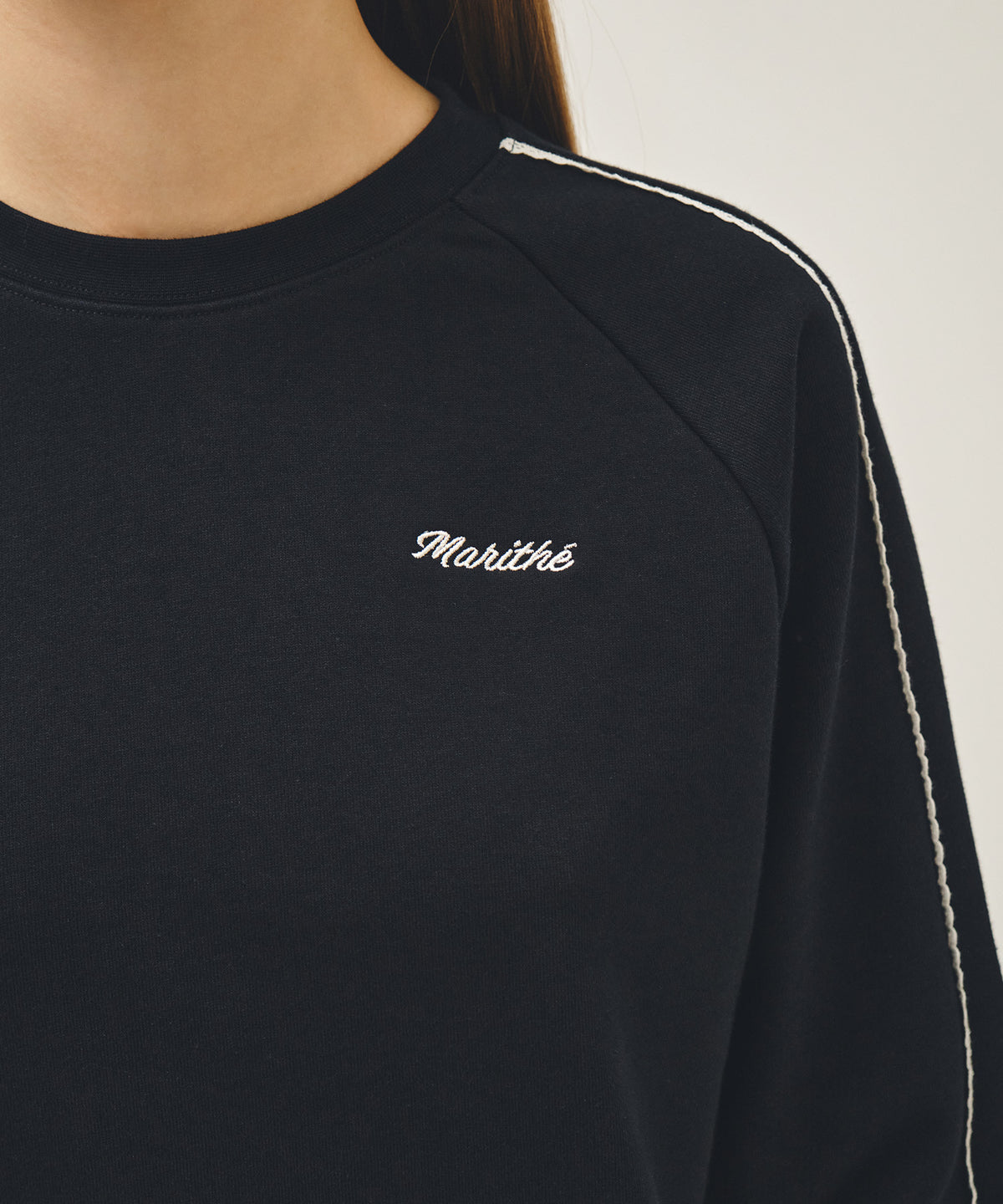Marithe & Francois Girbaud - Lace Detail Crop Sweatshirt (Navy) product image 4 | TRAB K-Fashion Australia