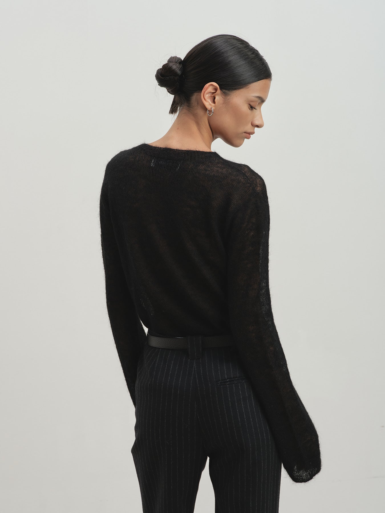 Tonywack - Striped Wool Flared Trousers (Black Stripe) product image 6 | TRAB K-Fashion Australia