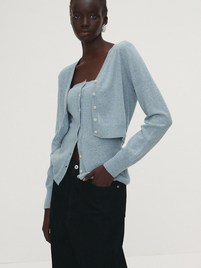 Tonywack - Merino Wool Cropped Cardigan (Sky Blue) product image 1 | TRAB K-Fashion Australia