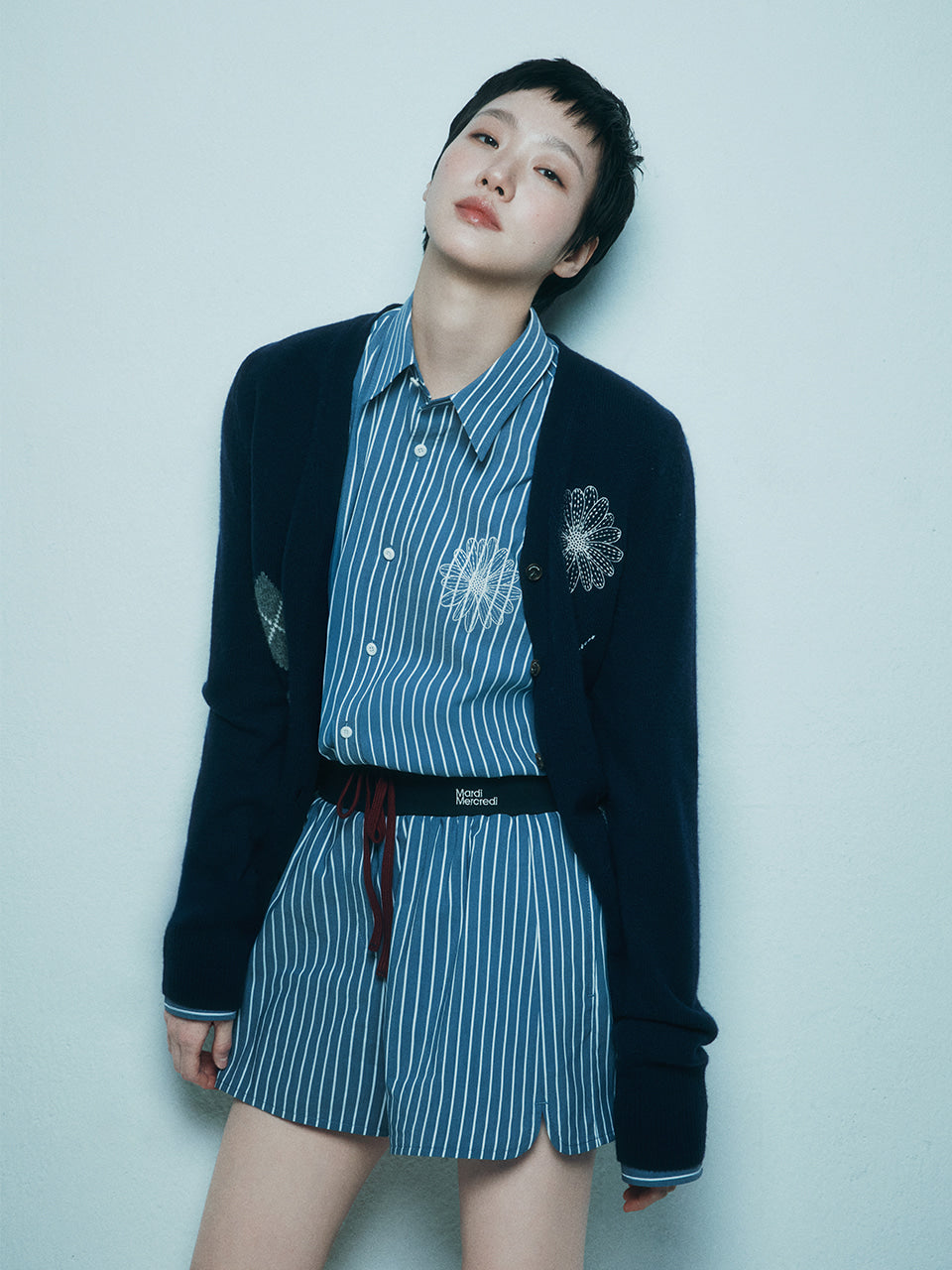 Mardi Mercredi - Cotton Shirt Stripe (Navy Ivory) product image 1 | TRAB K-Fashion Australia