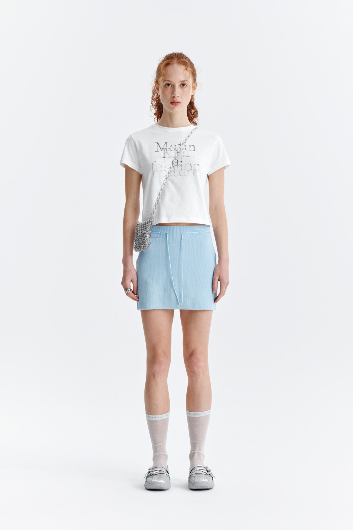 Matin Kim - Dusty Typo Graphic Crop Top (White) product image 12 | TRAB K-Fashion Australia