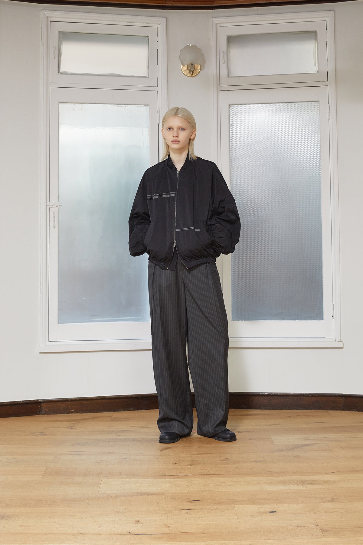 Matin Kim - Washed Volume Bomber Jumper (Black) product image 10 | TRAB K-Fashion Australia