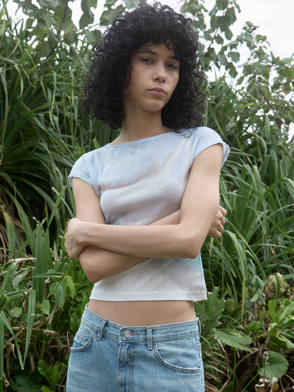 Kijun - [Ships 29 June] Print Cap Sleeve Top (Sky Blue) product image 2 | TRAB K-Fashion Australia