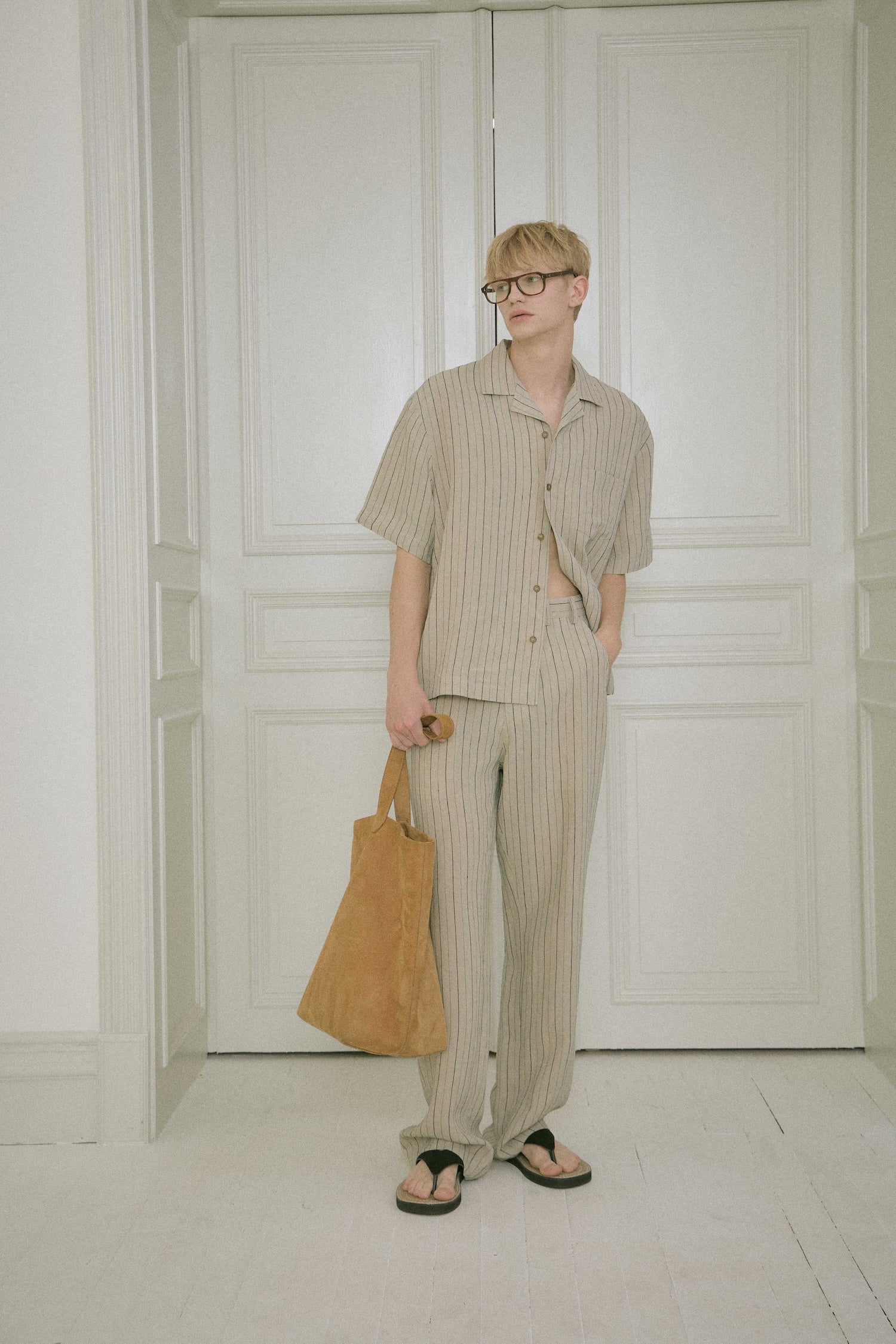 Stu - Stripe Linen Pants (Beige) product image 4 | TRAB K-Fashion Australia