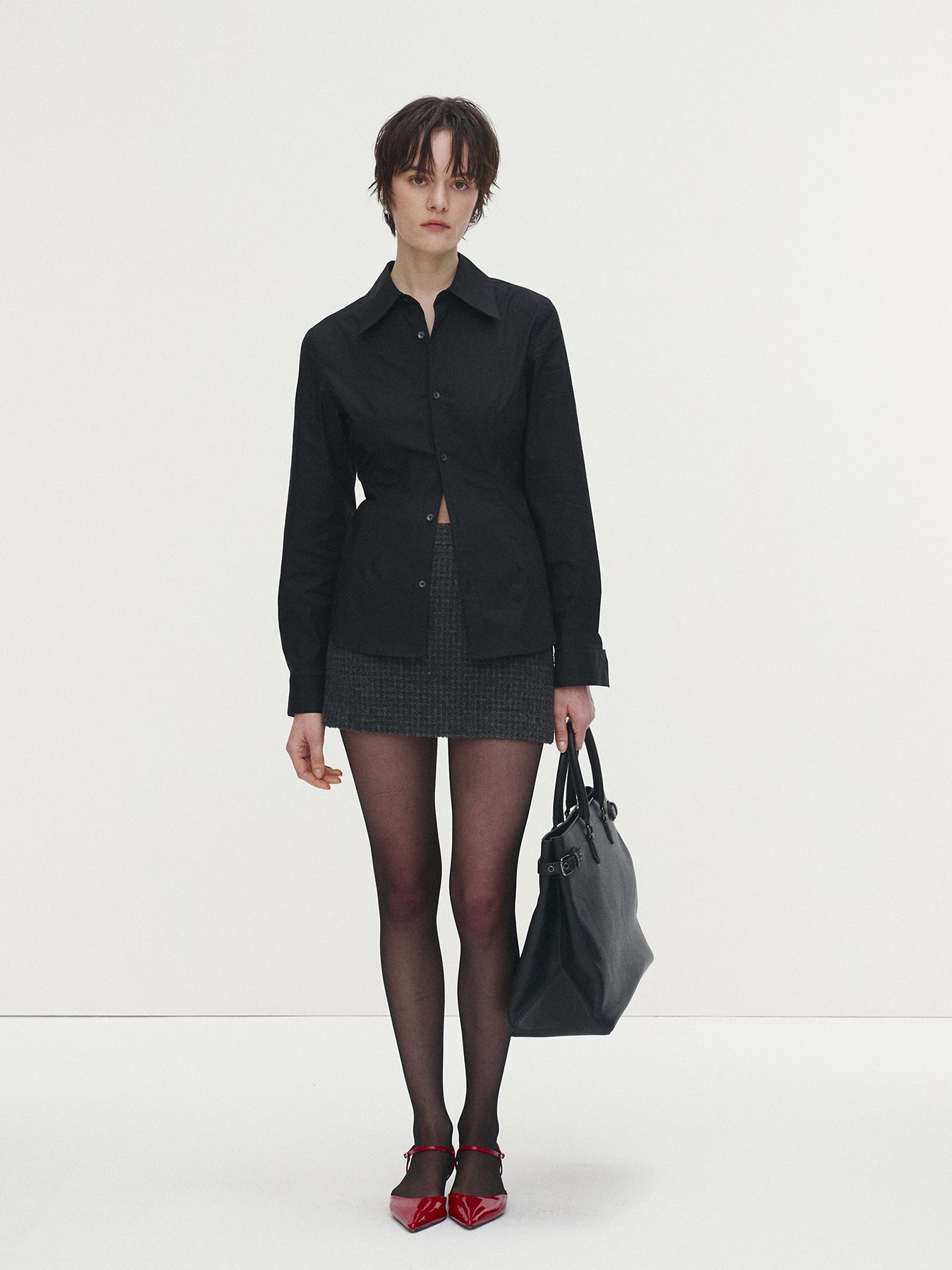 Tonywack - Wool Tweed Mini Skirt (Dark Grey) product image 2 | TRAB K-Fashion Australia