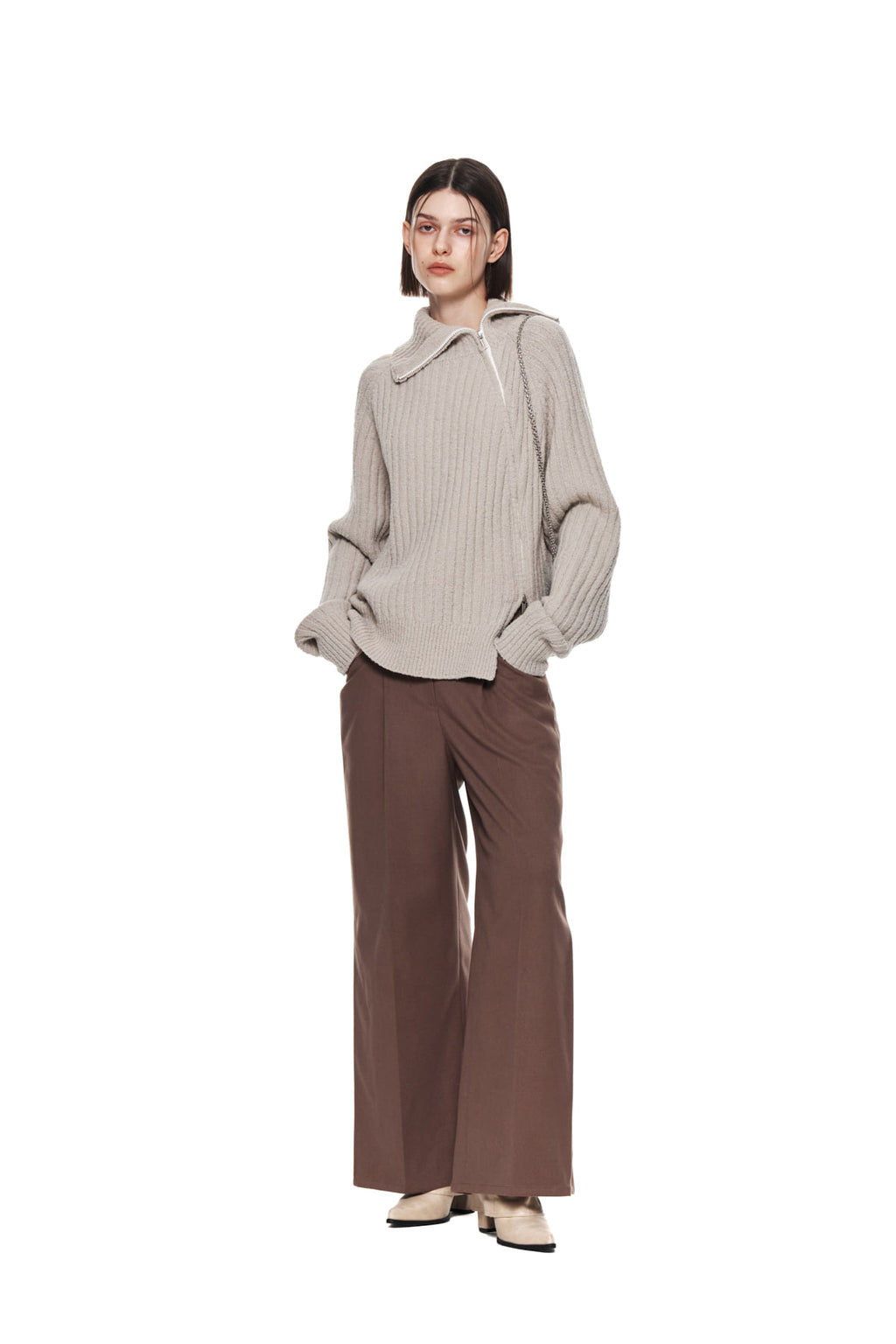 Matin Kim - Side Pleats Trouser (Brown) product image 8 | TRAB K-Fashion Australia