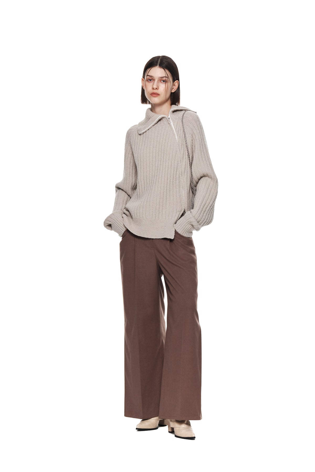 Matin Kim - Side Pleats Trouser (Brown) product image 8 | TRAB K-Fashion Australia