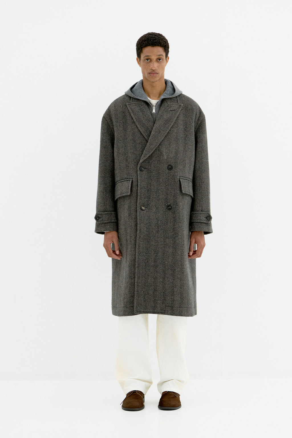 Coor - Classy Herringbone Twill Heavy Coat (Melange Brown) product image 2 | TRAB K-Fashion Australia