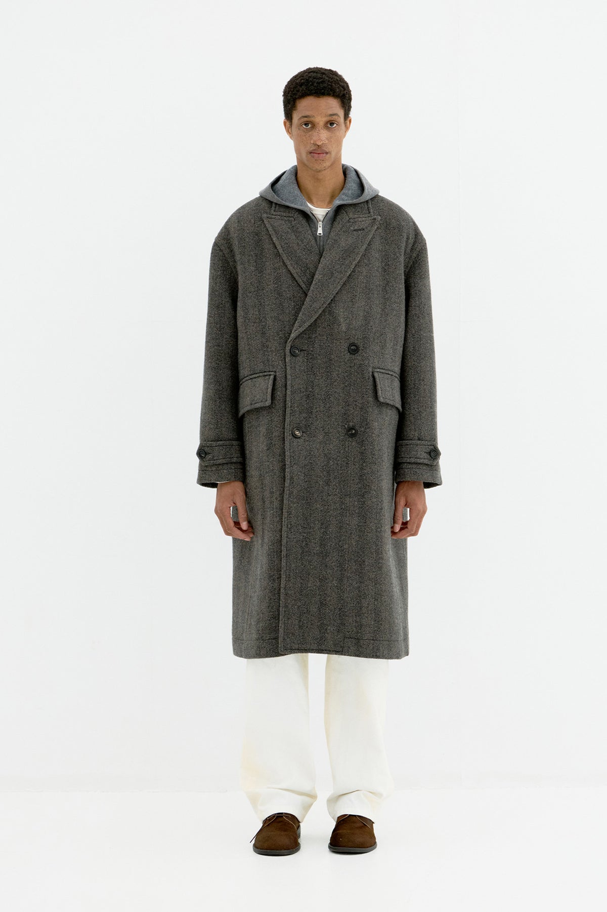 Coor - Classy Herringbone Twill Heavy Coat (Melange Brown) product image 2 | TRAB K-Fashion Australia
