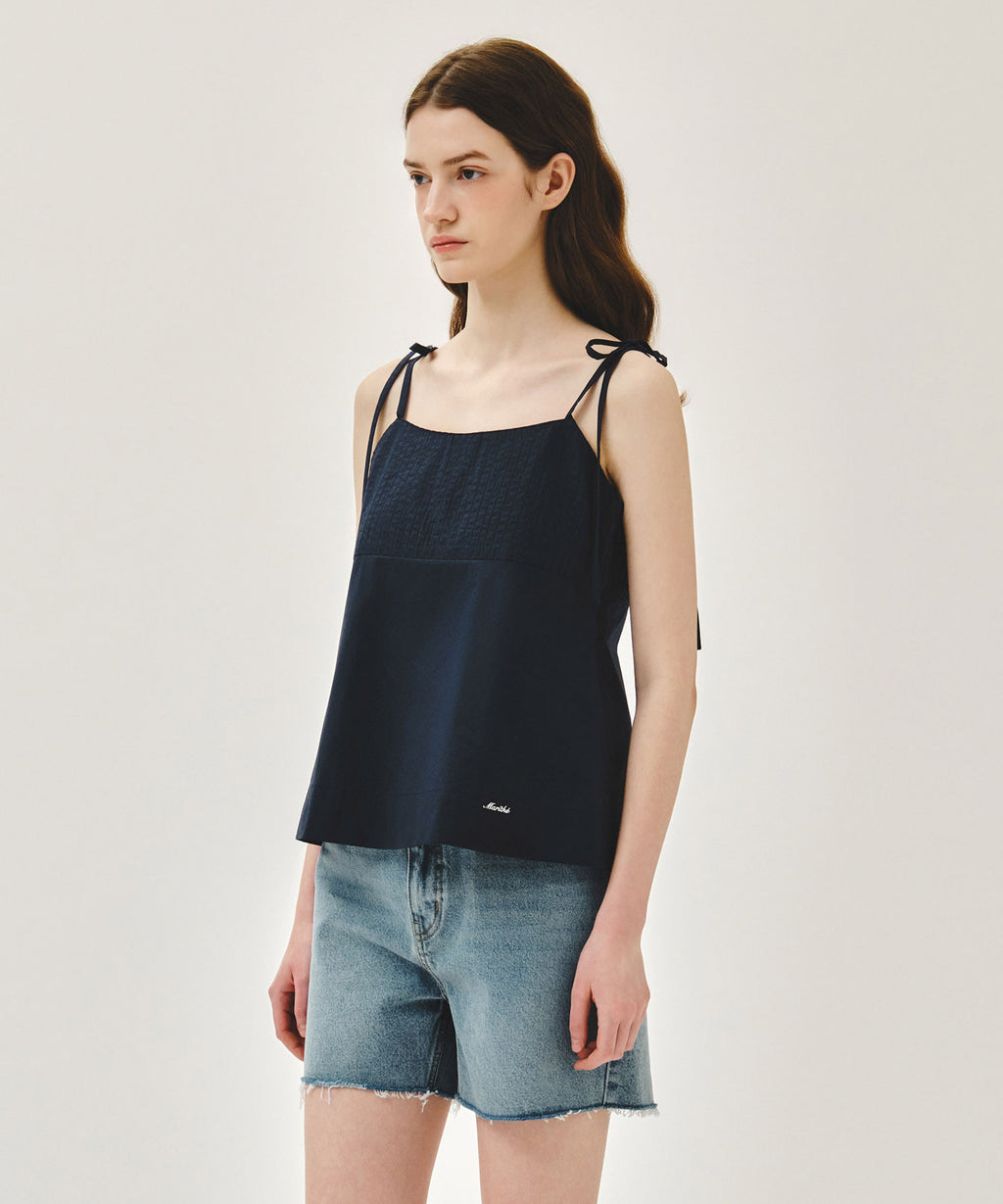 Marithe & Francois Girbaud - Pintuck Camisole Blouse (Dark Navy) product image 2 | TRAB K-Fashion Australia
