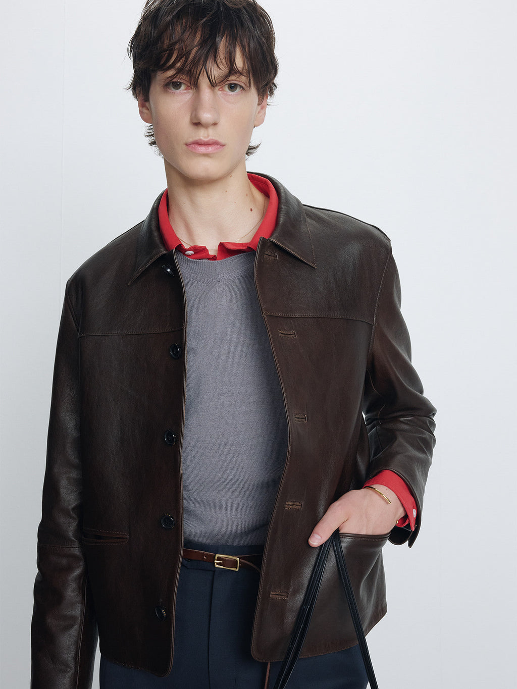 Tonywack - Vegetable Lamb Leather Chore Jacket (Faded Brown) product image 4 | TRAB K-Fashion Australia