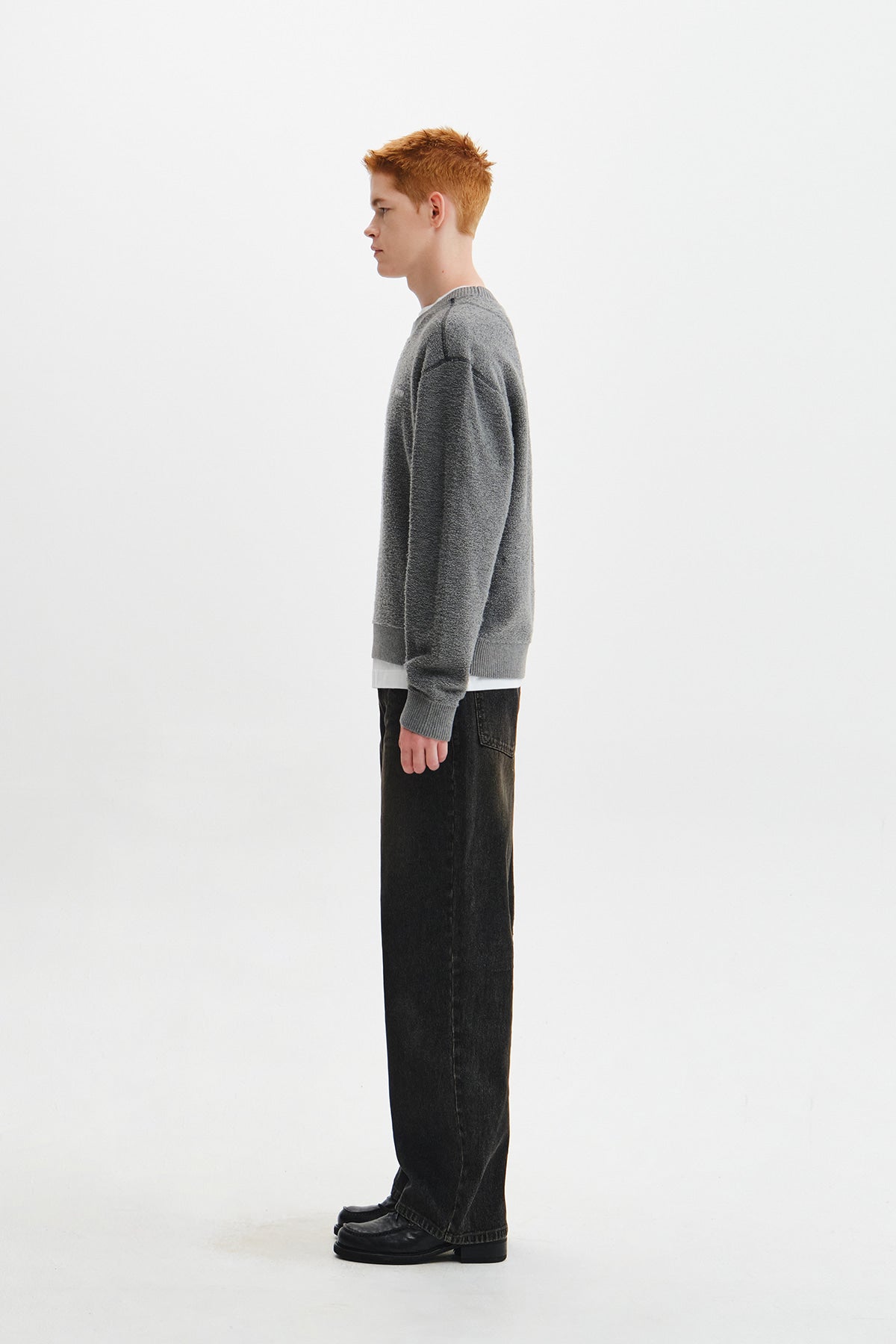 Matin Kim - Boucle Texture Knit Pullover (Grey) product image 8 | TRAB K-Fashion Australia