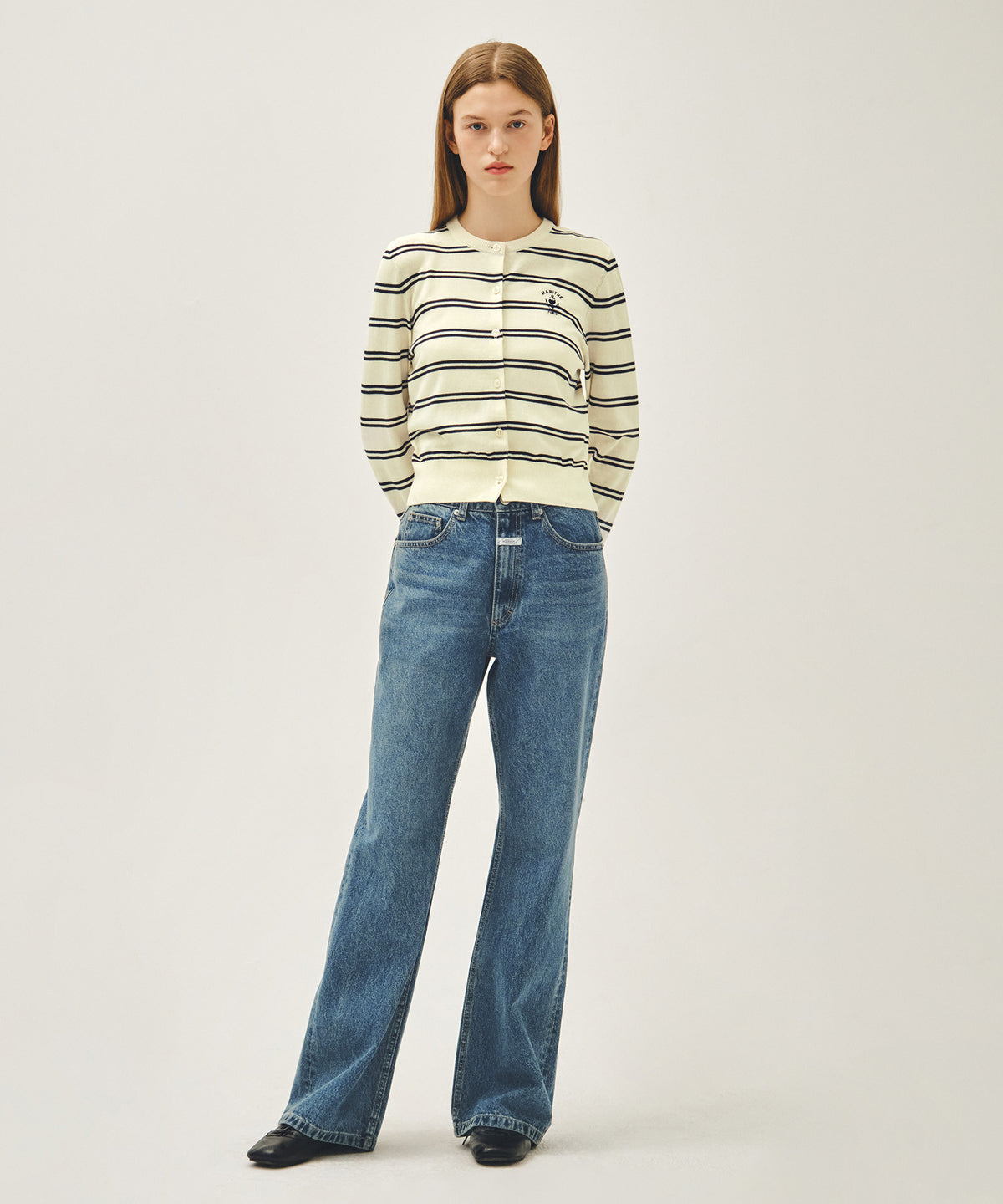 Marithe & Francois Girbaud - Stripe Knit Cardigan (Ivory) product image 5 | TRAB K-Fashion Australia