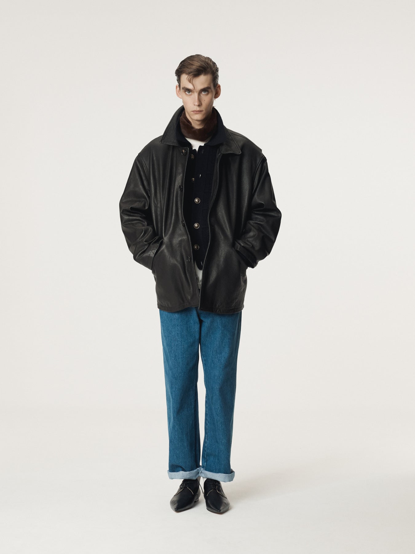 Recto - Vintage Leather Chore Jacket (Black) product image 2 | TRAB K-Fashion Australia