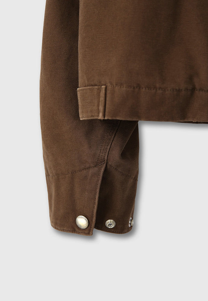 Tonywack - Leather Collar Garment-Washed Zip Work Jacket (Brown) product image 18 | TRAB K-Fashion Australia