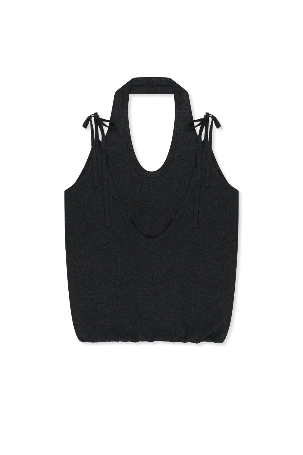 Matin Kim - Layered Tie Halter Neck Knit Top (Black) product image 1 | TRAB K-Fashion Australia
