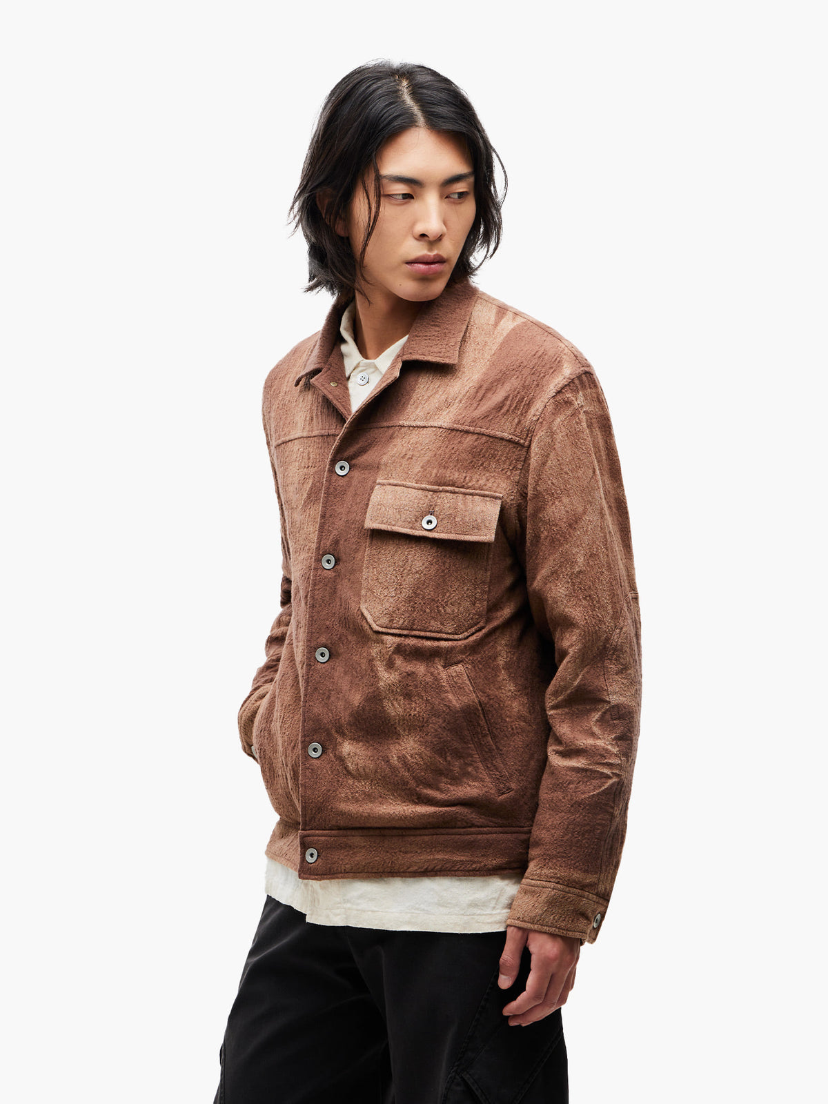 Jiyong Kim - Sun-Bleached Wool Trucker Jacket (Beige) product image 2 | TRAB K-Fashion Australia