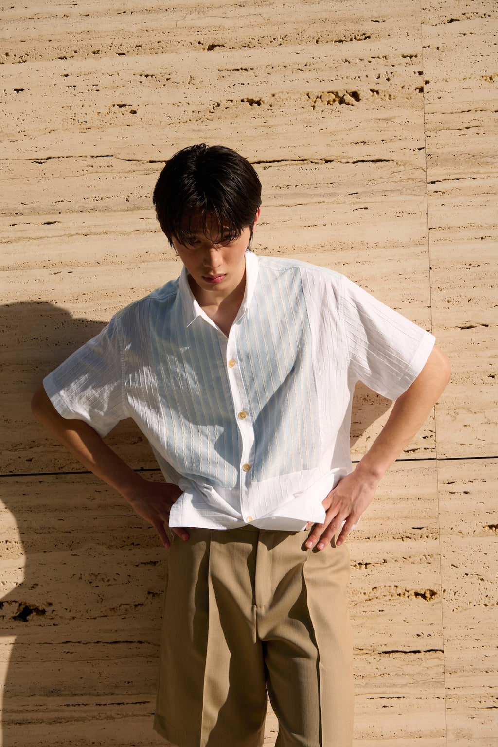 STU - Stripe Panel Shirt (White) product image 8 | TRAB K-Fashion Australia