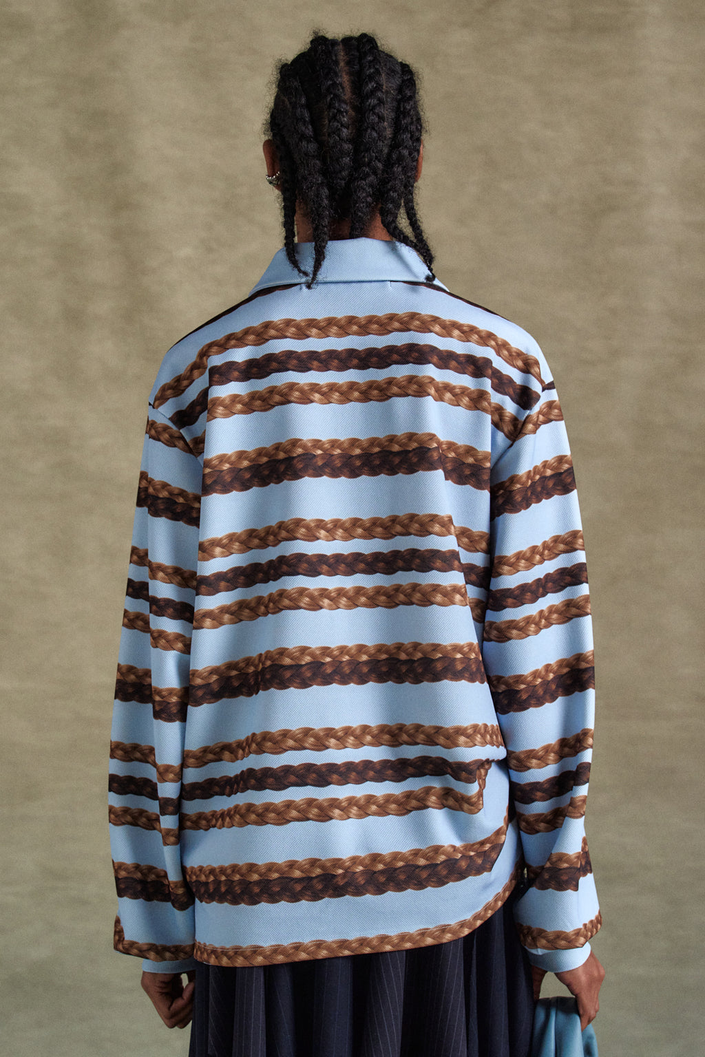 Andersson Bell - Hair Braid Stripe Collar T-Shirt (Blue) product image 8 | TRAB K-Fashion Australia