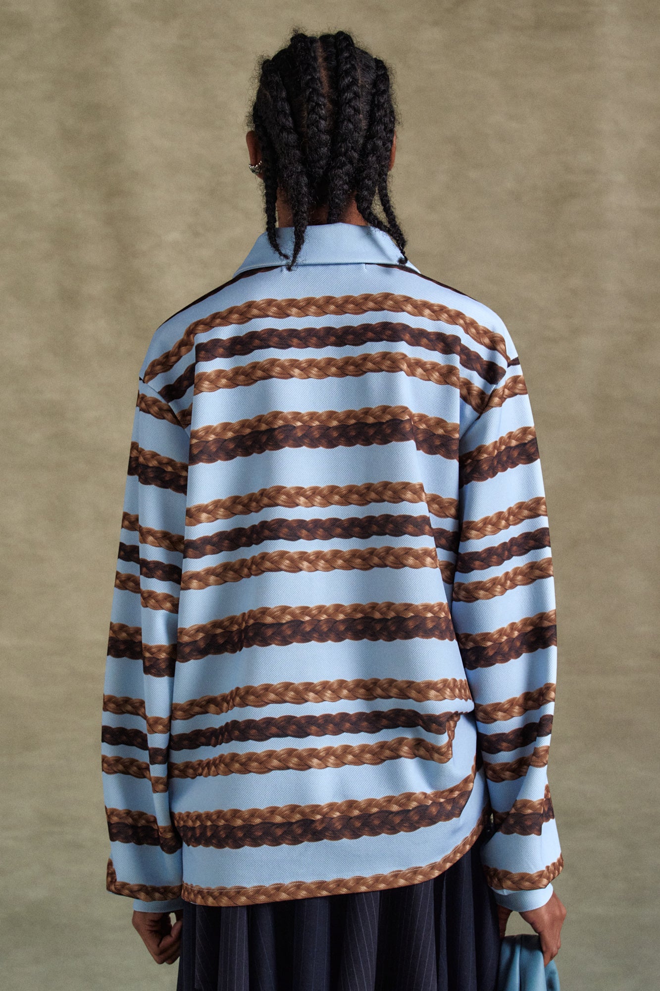 Andersson Bell - Hair Braid Stripe Collar T-Shirt (Blue) product image 8 | TRAB K-Fashion Australia