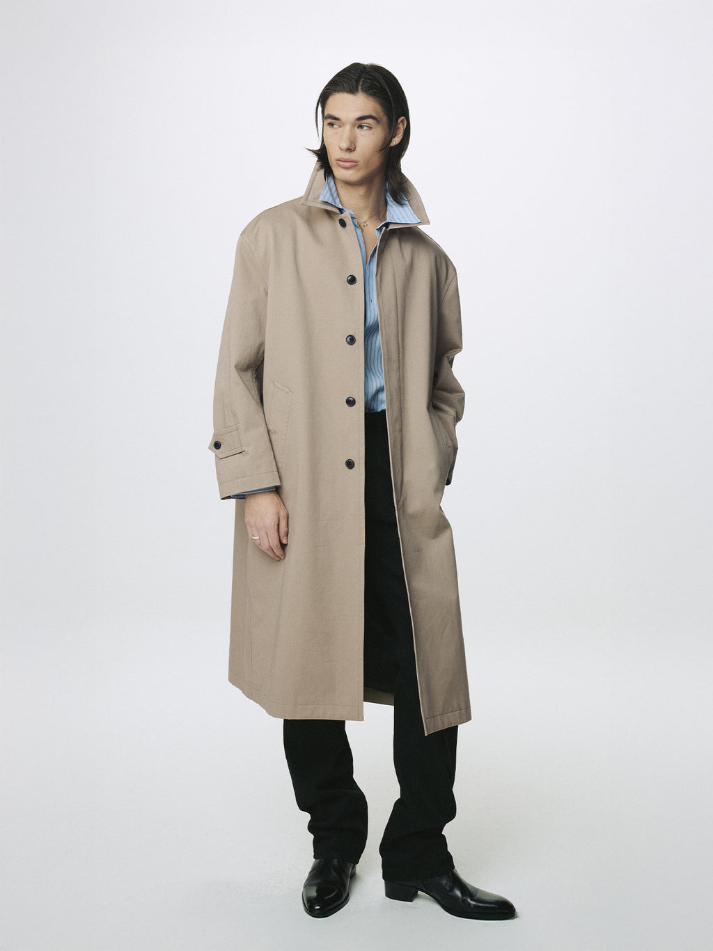 Tonywack - Cotton Drill Single-Breasted Overcoat (Beige) product image 1 | TRAB K-Fashion Australia